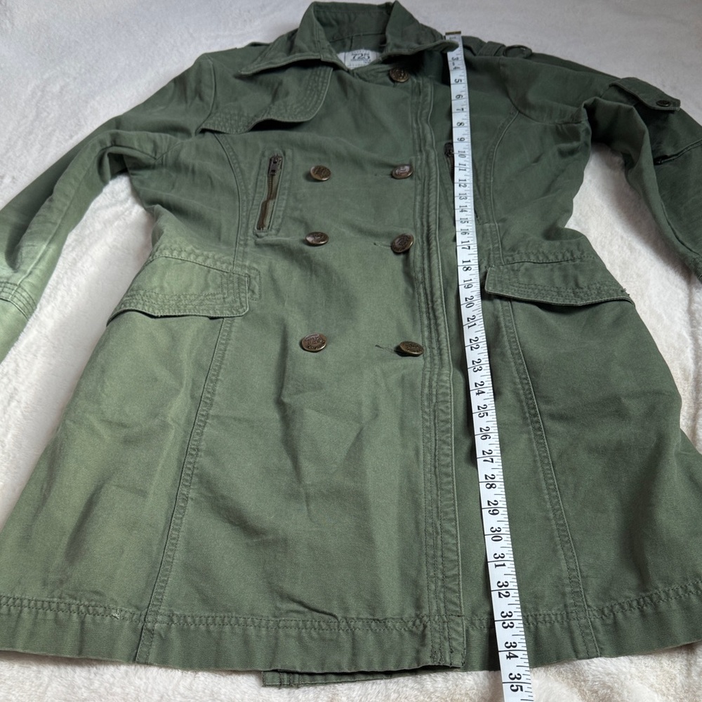Women's Green Double-Breasted Military Style A-line Coat - Picture 6 of 14